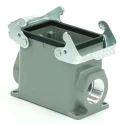 RS PRO Heavy Duty Power Connector Housing Surface Mount Die Cast Aluminium IP65 2 Lever PG21 208-4118
