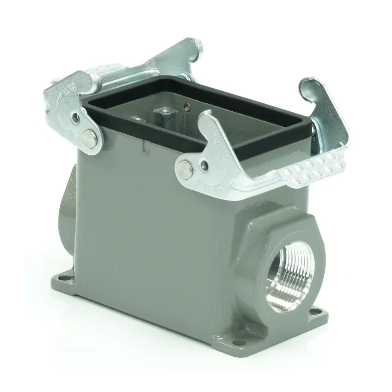 RS PRO Heavy Duty Power Connector Housing Surface Mount Die Cast Aluminium IP65 2 Lever PG21 208-4118