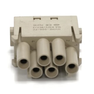 RS PRO Heavy Duty Power Connector Insert 16A Female 6 Contacts 830V 208-4616