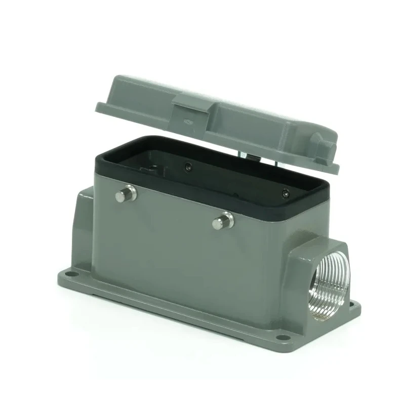 RS PRO Heavy Duty Power Connector Housing Surface Mount Die Cast Aluminium IP65 PG21 Thread 4 Levers 208-4976