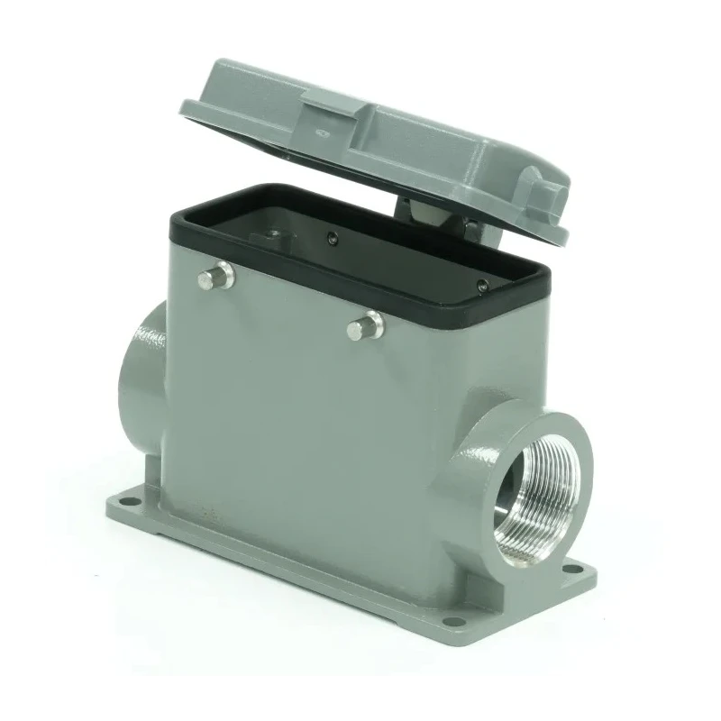 RS PRO Heavy Duty Power Connector Housing Surface Mount Die Cast Aluminium IP65 4 Levers M32 Thread 208-5008