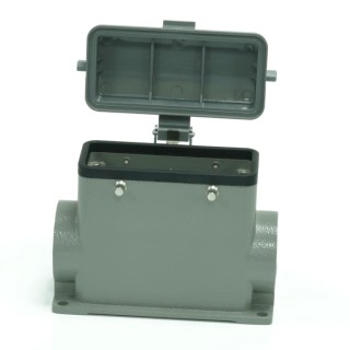 RS PRO Heavy Duty Power Connector Housing, Die Cast Aluminium, IP65, Surface Mount, 4 Levers, PG21 Thread 208-5009
