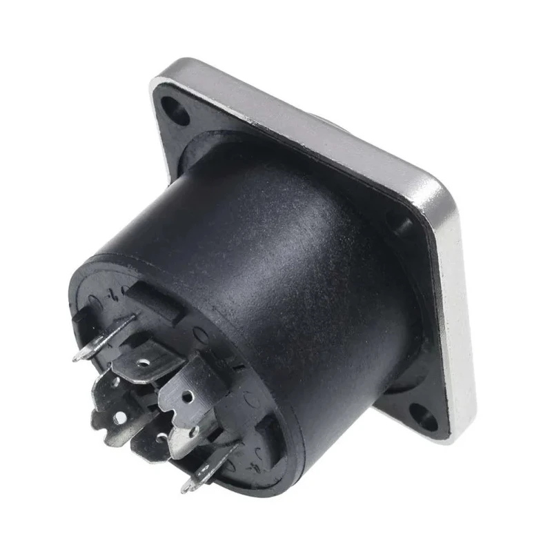 RS Pro Straight Panel Loudspeaker Connector 8 Way Male Silver Black 30A 250V 208-5190