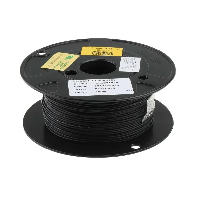 TE Connectivity FlexLite Series Black Equipment Wire 17 AWG 19/0.25 mm Core Strands 100 m Polyolefin FLT0111-1.00-0