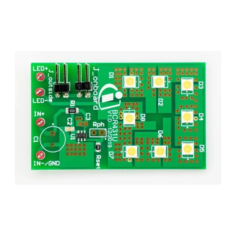 Infineon Demo Board LED Driver for BCR431U with Low Voltage Drop and 15mA Current Regulation 