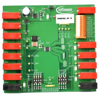 Infineon DEMOBOARD ITS4075Q 4-Channel Industrial PROFET Evaluation Board for Industrial Applications ITS4075Q