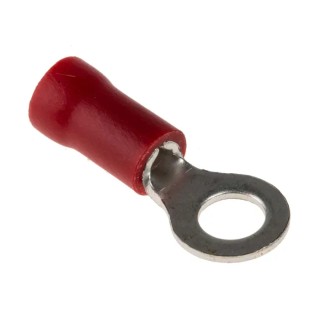 RS PRO Insulated Ring Terminal M4 Stud Size, 22 AWG to 16 AWG Wire Size, Vinyl Insulation, Copper Tin Plated Contacts 534-216