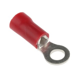 RS PRO Insulated Ring Terminal M3.5 Stud Size 22 AWG to 16 AWG Copper Tin Plated PVC Insulation Red 534-222