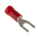 RS PRO Insulated Fork Terminal, 22 AWG to 16 AWG, M3.5 Stud Size Vinyl Insulation, Red 534-272