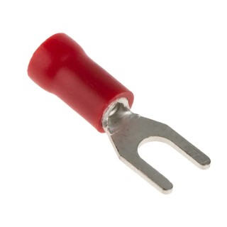RS PRO Insulated Fork Terminal, 22 AWG to 16 AWG, M3.5 Stud Size Vinyl Insulation, Red 534-272