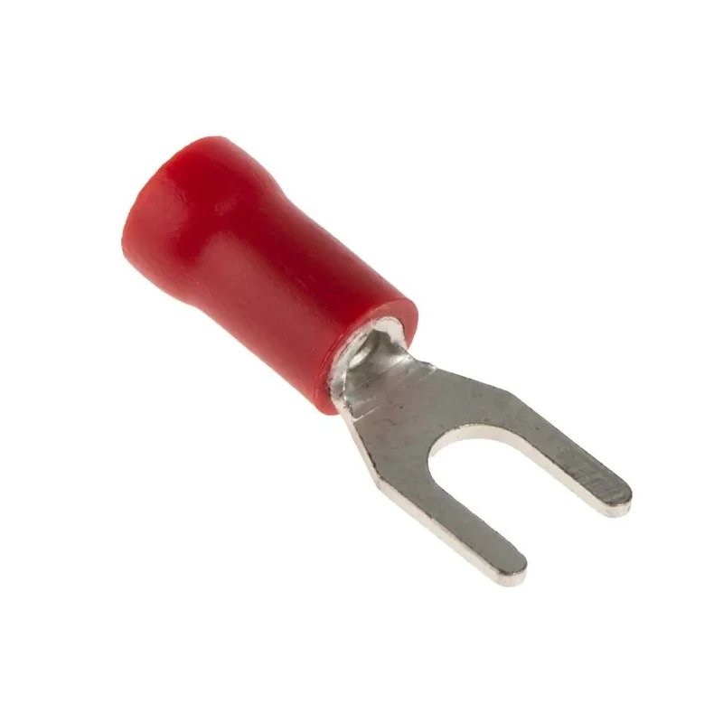 RS PRO Insulated Fork Terminal, 22 AWG to 16 AWG, M3.5 Stud Size Vinyl Insulation, Red 534-272