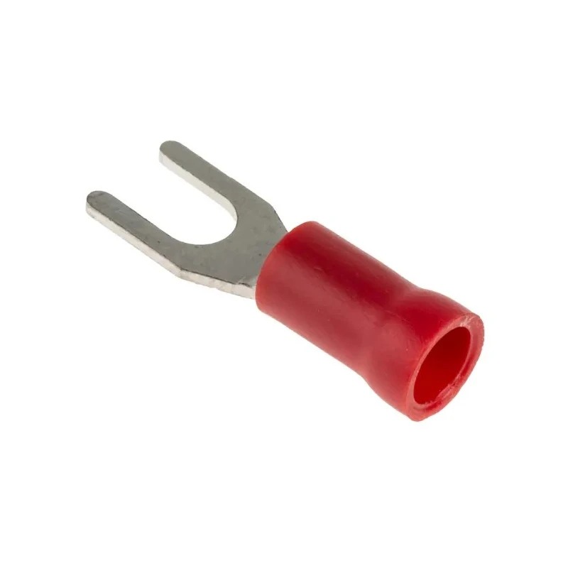 RS PRO Insulated Fork Terminal, 22 AWG to 16 AWG, M3.5 Stud Size Vinyl Insulation, Red 534-272