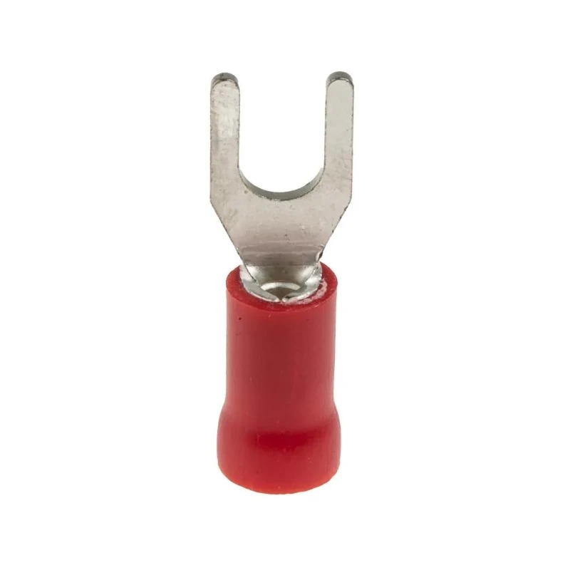 RS PRO Insulated Fork Terminal, 22 AWG to 16 AWG, M3.5 Stud Size Vinyl Insulation, Red 534-272