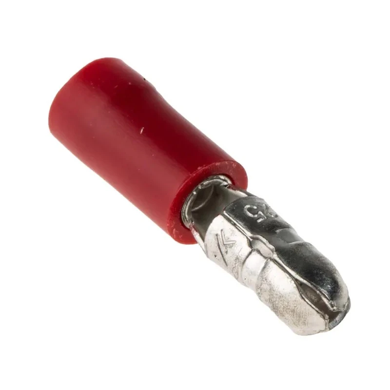 RS PRO Insulated Red Crimp Bullet Connector 22 AWG to 16 AWG 4.3 mm Bullet Diameter Male Nylon Insulation 534-301