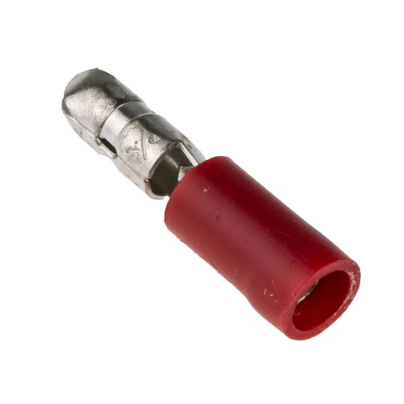 RS PRO Insulated Red Crimp Bullet Connector 22 AWG to 16 AWG 4.3 mm Bullet Diameter Male Nylon Insulation 534-301