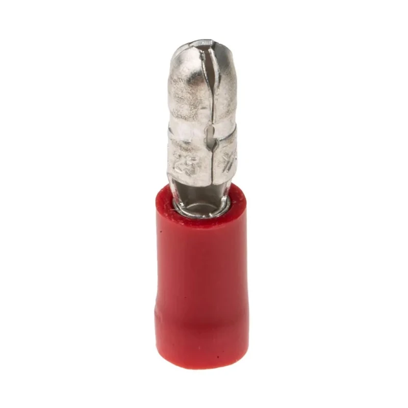 RS PRO Insulated Red Crimp Bullet Connector 22 AWG to 16 AWG 4.3 mm Bullet Diameter Male Nylon Insulation 534-301
