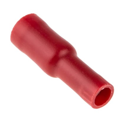 RS PRO Insulated Red Crimp Bullet Connector, Female, 22 AWG to 16 AWG, 4.3 mm Bullet Diameter, Plastic Insulation 534-317