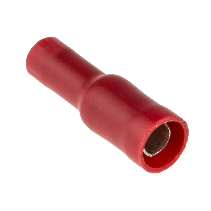 RS PRO Insulated Red Crimp Bullet Connector, Female, 22 AWG to 16 AWG, 4.3 mm Bullet Diameter, Plastic Insulation 534-317