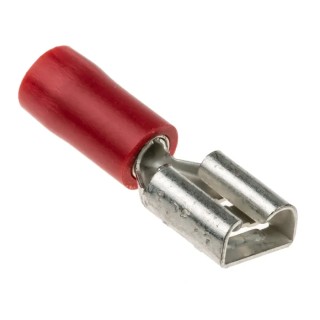 RS PRO Red Insulated Female Spade Connector Crimp 6.3 x 0.8 mm Tab Size 22 AWG to 16 AWG 534-339