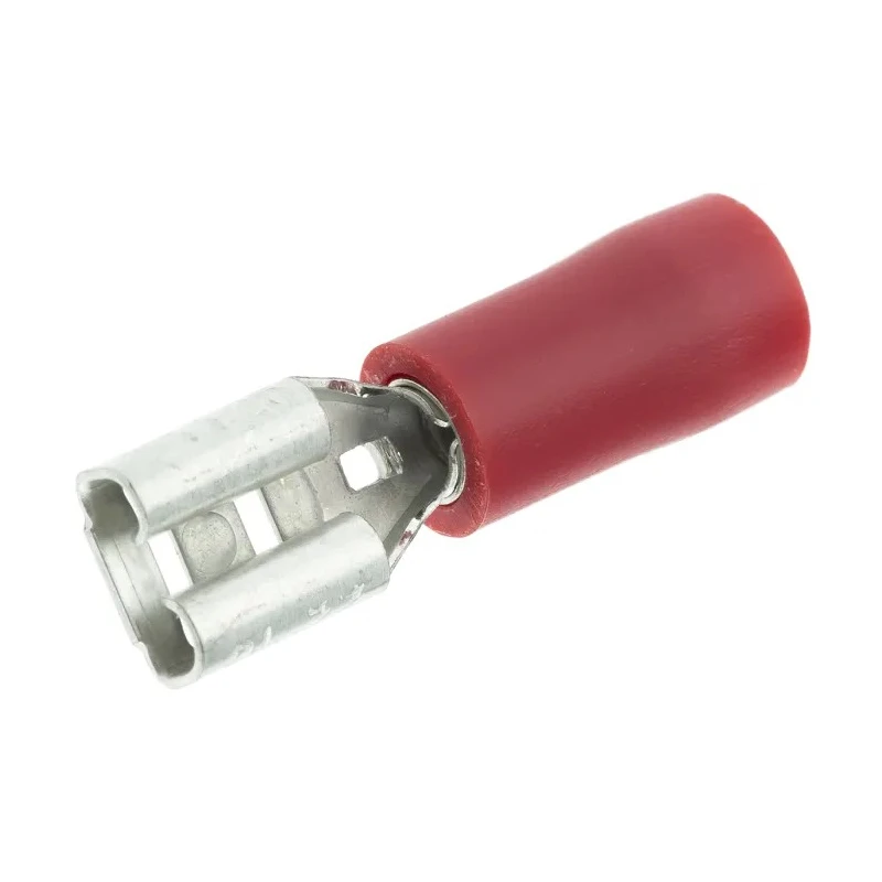 RS PRO Red Insulated Female Spade Connector, Crimp, 4.8 x 0.5 mm Tab Size, 22 AWG to 16 AWG 534-389
