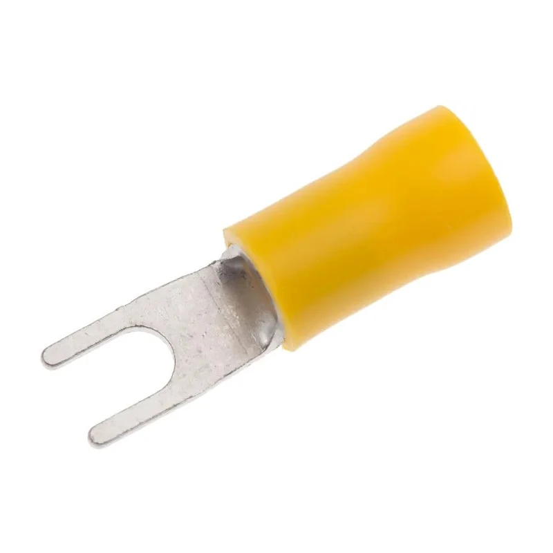 RS PRO Insulated Fork Terminal, 12 AWG to 10 AWG, M3.5 Stud Size, Vinyl Insulation, Yellow 534-503