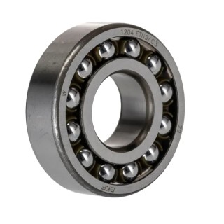 SKF Self-Aligning Ball Bearing 20 mm ID 47 mm OD 14 mm Race Width 2 Row, C3 Clearance, Open End Type 1204 ETN9/C3