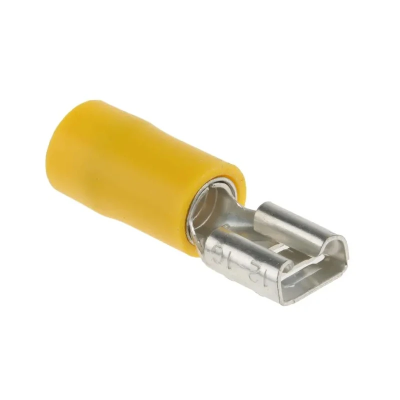 RS PRO Yellow Insulated Female Spade Connector, Crimp, 6.3 x 0.8 mm Tab Size 12 AWG to 10 AWG 534-531