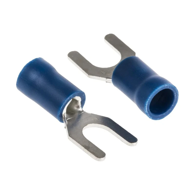 RS PRO Insulated Fork Terminal, 16 AWG to 14 AWG, M5 Stud Size, Vinyl Insulation, Blue 534-610