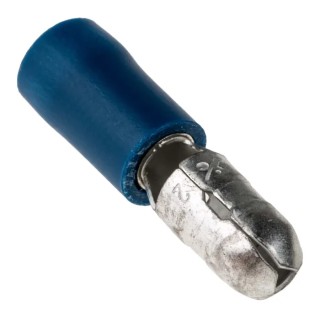 RS PRO Insulated Blue Crimp Bullet Connector 16 AWG to 14 AWG Wire Size 5 mm Bullet Diameter Male 534-660