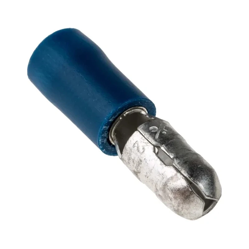RS PRO Insulated Blue Crimp Bullet Connector 16 AWG to 14 AWG Wire Size 5 mm Bullet Diameter Male 534-660