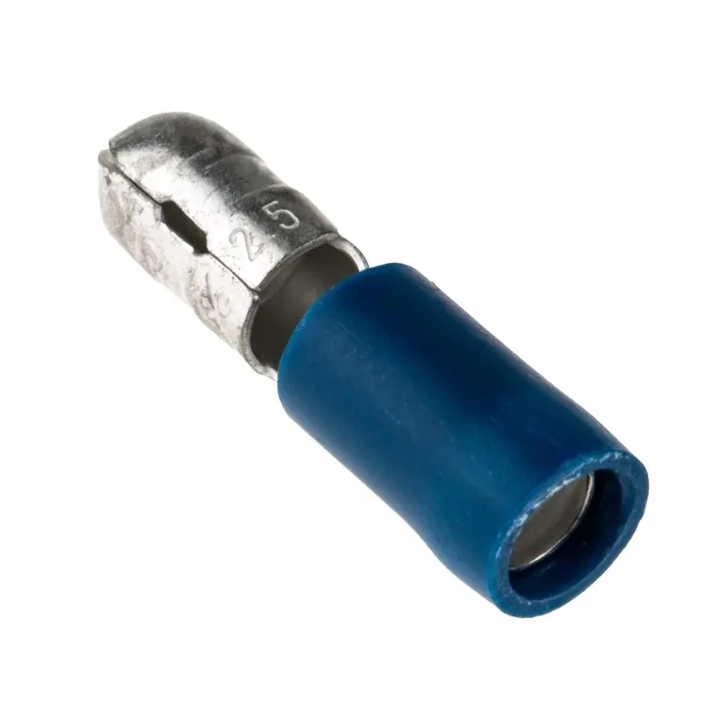 RS PRO Insulated Blue Crimp Bullet Connector 16 AWG to 14 AWG Wire Size 5 mm Bullet Diameter Male 534-660
