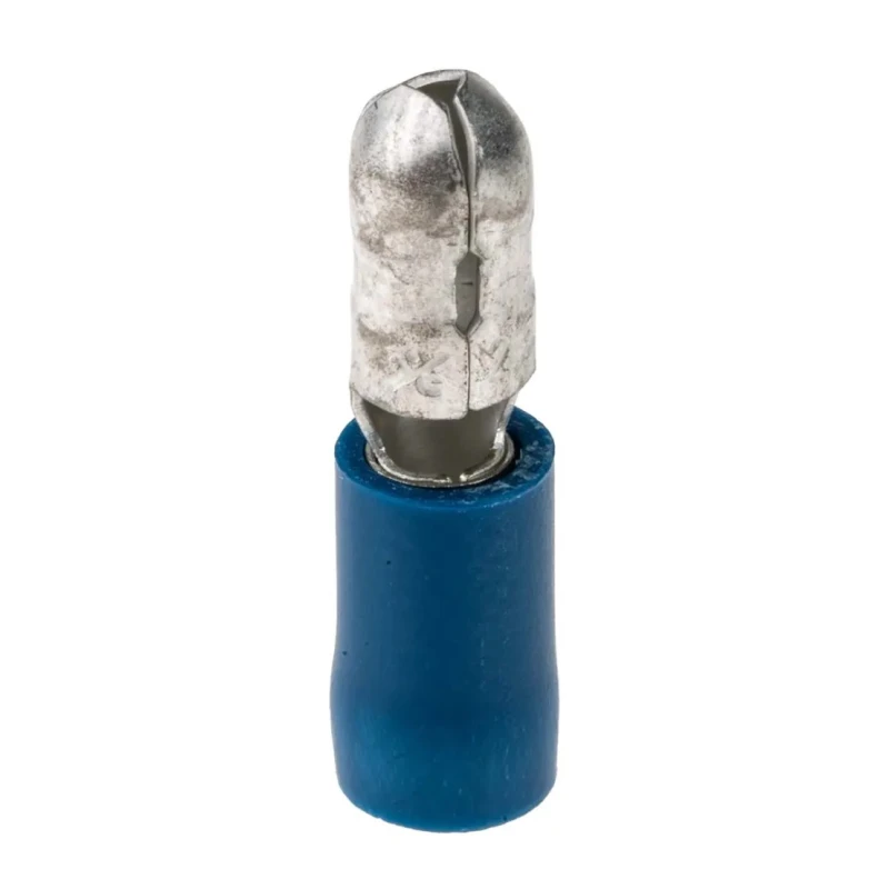 RS PRO Insulated Blue Crimp Bullet Connector 16 AWG to 14 AWG Wire Size 5 mm Bullet Diameter Male 534-660