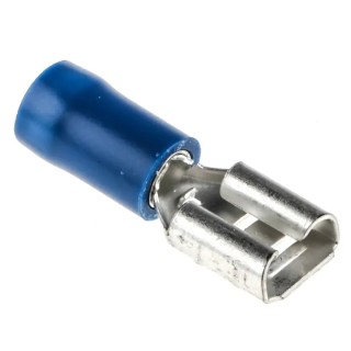 RS PRO Blue Insulated Female Spade Connector Crimp 6.3 x 0.8 mm Tab Size 16 AWG to 14 AWG 534-698