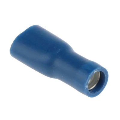 RS PRO Blue Insulated Female Spade Connector, Crimp Termination, 4.8 x 0.5 mm Tab Size, 16 AWG to 14 AWG, Vinyl 534-755
