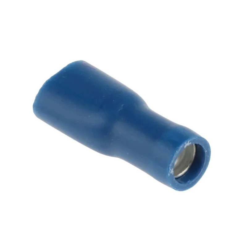 RS PRO Blue Insulated Female Spade Connector, Crimp Termination, 4.8 x 0.5 mm Tab Size, 16 AWG to 14 AWG, Vinyl 534-755