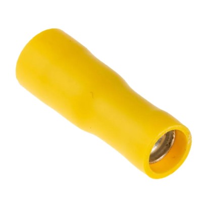 RS PRO Insulated Yellow Crimp Bullet Connector 12 AWG to 10 AWG 5 mm Bullet Diameter Female 534-941