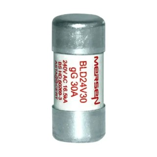 Mersen 30A GG Ceramic Cartridge Fuse 13 x 29 mm 240V AC Full Range BLD Series T1065699 / BLD24V30