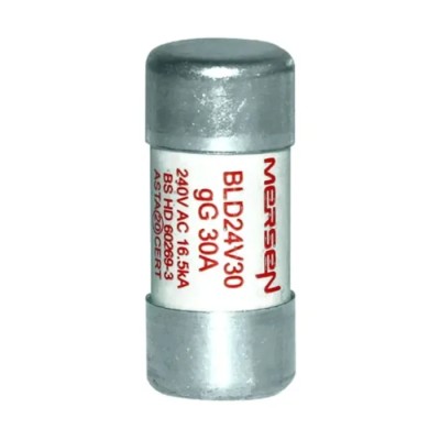 Mersen 30A GG Ceramic Cartridge Fuse 13 x 29 mm 240V AC Full Range BLD Series T1065699 / BLD24V30