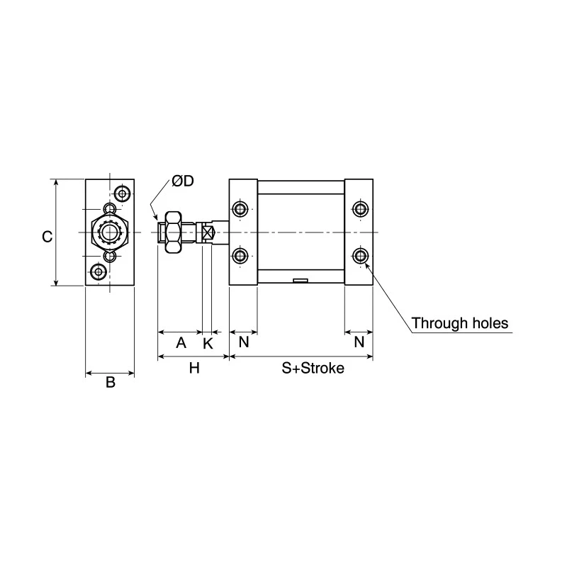 SMC 25 mm Pneumatic Piston Rod Cylinder MU Series Double Acting Aluminium Alloy Body MDUB32-25DMZ