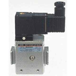 SMC Pneumatic Solenoid Valve 3 Port Residual Pressure Release Soft Start Up Pilot G 220V AC Aluminium Body EAV2000