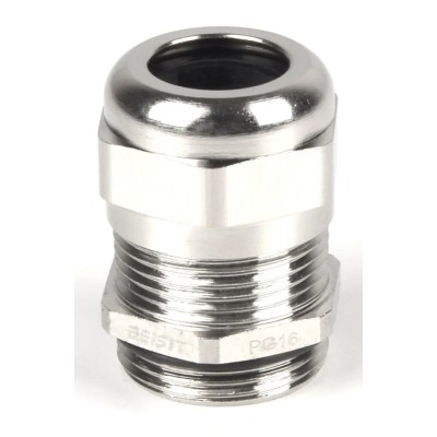 RS PRO Metallic Nickel Plated Brass Cable Gland M25 Thread 9 mm Minimum 16 mm Maximum IP68 210-0604