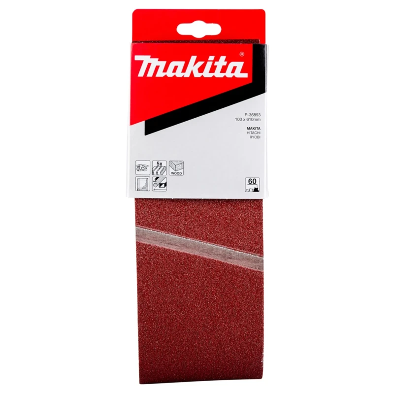 Makita P36893 Aluminium Oxide Medium Grade Sanding Belt 610mm Length 100mm Width P60 Grit P-36893