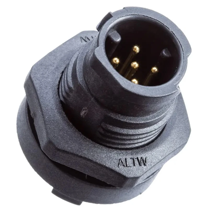 Amphenol Industrial Circular Connector 5 Contacts Panel Mount Miniature Plug Male IP68 X-LOK Series AD-05PMMS-QC8001