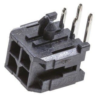 TE Connectivity Molex Micro-Fit 3.0 Series Right Angle Through Hole PCB Header, 4 Contacts, 3 mm Pitch, 2 Row 43045-0400
