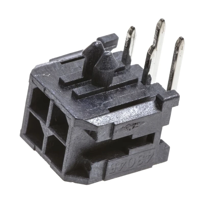 TE Connectivity Micro-Fit 3.0 Series Right Angle Through Hole PCB Header, 4 Contact(s), 3 mm Pitch, 2 Row 43045-0400