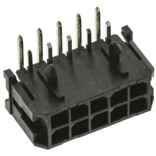 Molex Micro-Fit 3.0 Series Right Angle Through Hole PCB Header, 10 Contacts, 3 mm Pitch, 2 Row, Shrouded 43045-1000