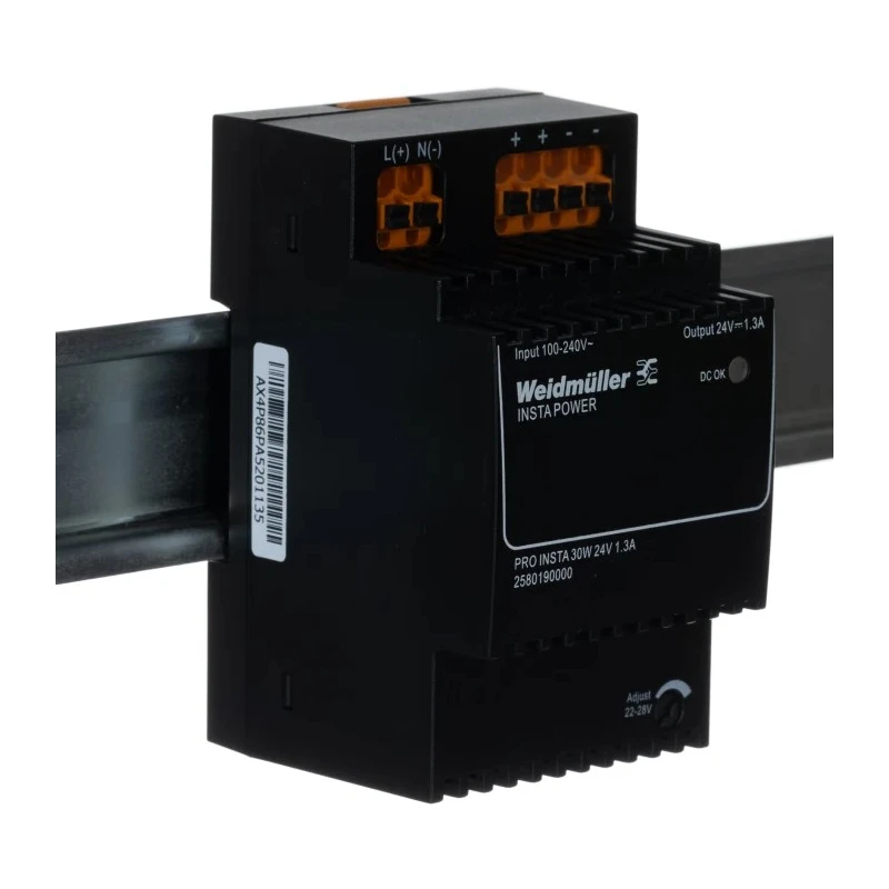 Weidmüller PRO INSTA Switched Mode DIN Rail Power Supply 24V DC Output, 1.3A, 30W, AC/DC Input 120-264V 2580190000