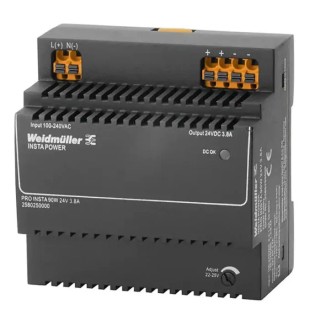 Weidmüller PRO INSTA Switched Mode DIN Rail Power Supply 370 V dc, 264 V ac AC/DC Input 24 V dc, 3.8 A Output DC 2580250000