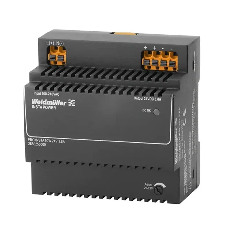 Weidmüller PRO INSTA Switched Mode DIN Rail Power Supply 370 V dc, 264 V ac AC/DC Input 24 V dc, 3.8 A Output DC 2580250000