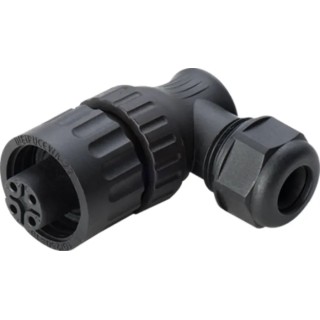 RS PRO Circular Connector Cable Mount Plug 4 Contacts Female Right Angle IP67 400V 16A Threaded Coupling 210-7314
